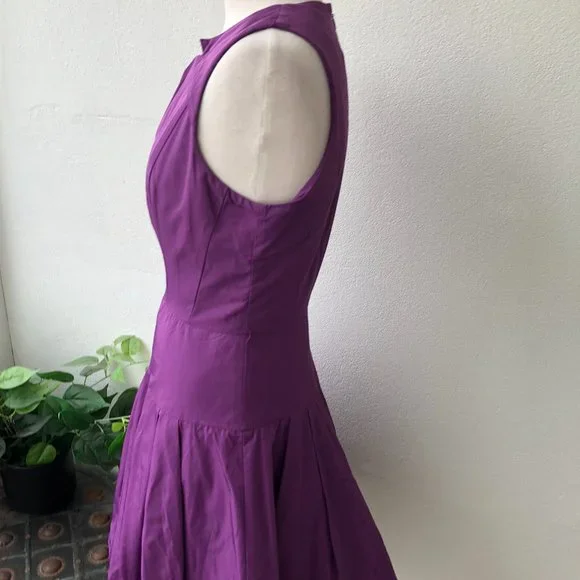 CUE Purple Sleeveless Pleated Fit n Flare Dress Size 8 New w Tags RRP $249 - Picture 5 of 12